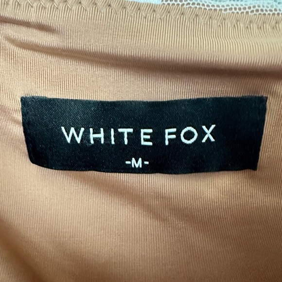 White Fox Fusion Sour One Shoulder White Mesh Polka Dot Mini Dress Ruched Sz - Picture 9 of 11